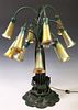 LARGE TIFFANY STYLE LILY PAD BRONZE TABLE LAMP