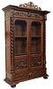 FRENCH CARVED OAK TWIST COLUMNS LIBRARY BOOKCASE