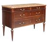 SIGNED LOUIS XVI STYLE MARBLE-TOP MAHOGANY COMMODE