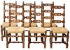 (6) FRENCH PROVINCIAL LADDERBACK RUSH SEAT CHAIRS