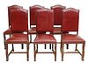 (6) FRENCH BURGUNDY HIGHBACK DINING CHAIRS