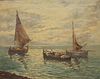 SIGNED OIL ON CANVAS PAINTING FISHING BOATS