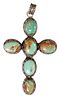 SOUTHWEST STYLE STERLING & TURQUOISE CROSS PENDANT