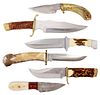 (6) FIXED BLADE KNIVES SILVER STAG, SCHRADE, MORE