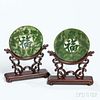 Pair of Table Screens with Jade Plaques 玉雕福字擺件