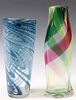 (2) LARGE MODERN ART GLASS FLOWER VASES