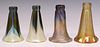 (4) IRIDESCENT ART GLASS LILY-FORM LAMP SHADES