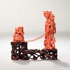 Coral Carving of a Mother and Child 珊瑚人物雕件