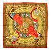 HERMES SILK TWILL SCARF, 'CASQUES ET PLUMETS'