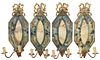 (4) ITALIAN PAINTED MARBLEIZED TWO-LIGHT SCONCES