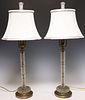 (2) CUT CRYSTAL & GILT METAL ONE-LIGHT TABLE LAMPS