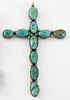 Native American Silver Turquoise Cross Pendant