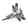 VICTORIAN JEWELED DRAGONFLY BROOCH