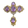 PAPAL STATES AMETHYST AND PEARL BROOCH