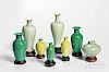 Seven Green-glazed Miniature Vases and a Jarlet 綠釉小罐小瓶一組