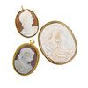 THREE VICTORIAN GOLD MOUNTED CAMEOS