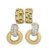 TWO PAIRS OF 18K GOLD EAR CLIPS WITH DIAMONDS