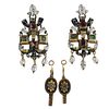 TWO PAIRS ANTIQUE 18K AND 14K GOLD EARRINGS