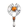 EARLY GEORG JENSEN SILVER AND AMBER BROOCH #2
