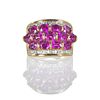 PINK SAPPHIRE, DIAMOND AND 18K YELLOW GOLD RING