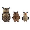 Group of 3 Cochiti Polychrome Owl Figurines c. 1940-50s