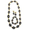 SUITE OF BANDED AGATE AND GOLD JEWELRY