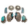 Collection of Four Pairs of Mexican Sterling Silver Ear Clips