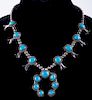 Silver & Turquoise Squash Blossom Necklace