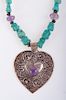 Silver, Turquoise & Amethyst Necklace