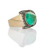 ODEONESQUE EMERALD AND DIAMOND 14K GOLD RING