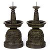 CHINESE CAST BRONZE PAIR OF ALTAR CANDLESTICKS