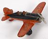 Hubley cast iron Lockheed Sirius Lindy NR-211 airplane with pilot and co-pilot figures