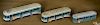 Three Arcade cast iron graduated size Greyhound Lines New York World's Fair buses, 10 1/2'' l.