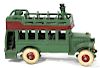 Kenton cast iron double decker bus with one rider, 6 1/2'' l.