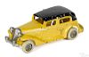 Arcade cast iron Parmalee Yellow Cab with a nickel-plated grill and a license plate