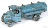Arcade cast iron Mack Gasoline truck with a nickel-plated driver and painted spoke wheels