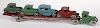 Arcade cast iron Model A car carrier with four transport cars, 24 1/4'' l.