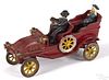 Kenton cast iron touring car with a painted driver and little girl passenger, 8 5/8'' l.