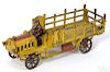 Hubley cast iron 5 Ton stake truck with a painted driver, 16'' l.