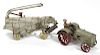 Arcade cast iron McCormick Deering tractor and thresher with a nickel-plated driver, 17 1/2'' l.