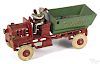 Hubley cast iron autocar style Coal dump truck with a nickel-plated driver, 9 3/4'' l.