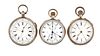 A lot of three silver pocket watches two with hacking sweep seconds and a chronograph