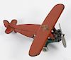 Rare Vindex cast iron Fokker airplane with a nickel-plated propeller and a faint decal