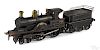 Bing for Bassett-Lowke painted tin Black Prince 1502 live steam locomotive and tender, gauge 2