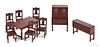 Arcade nine-piece cast iron living room suite, to include a server, a china cabinet, a table