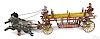Harris cast iron horse drawn ladder wagon with wood ladders and drivers, 27'' l.