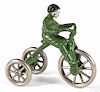 Hubley cast iron tricycle with a rider, 4 1/2'' h. Provenance: The Donal Markey collection