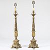 Pair of Italian Baroque Style Cast Gilt-Metal Floor Lamps, by Angelo Lombardi