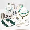 Twenty-four piece signed Native American Sterling Turquoise Jewelry