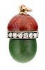 A FABERGE HARDSTONE, GUILLOCHE ENAMEL AND DIAMOND EGG PENDANT WITH GOLD MOUNTS, MARKED H*A FOR THE WORKMASTER AUGUST HOLLMING